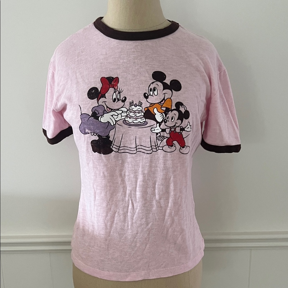 Harry Lambert Zara x Disney Minnie + Mickey T-Shirt Pink Brown size M Medium